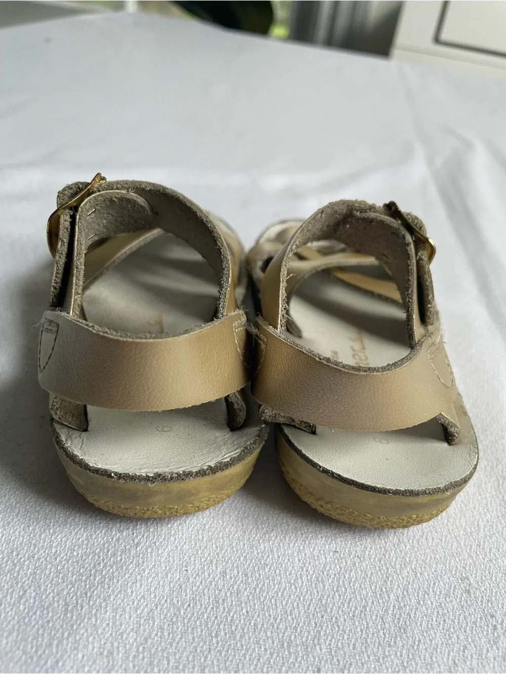 SALTWATER SUN SAN HOY Sandals Gold Metallic Swimmer Fisherman Woven Sparkle